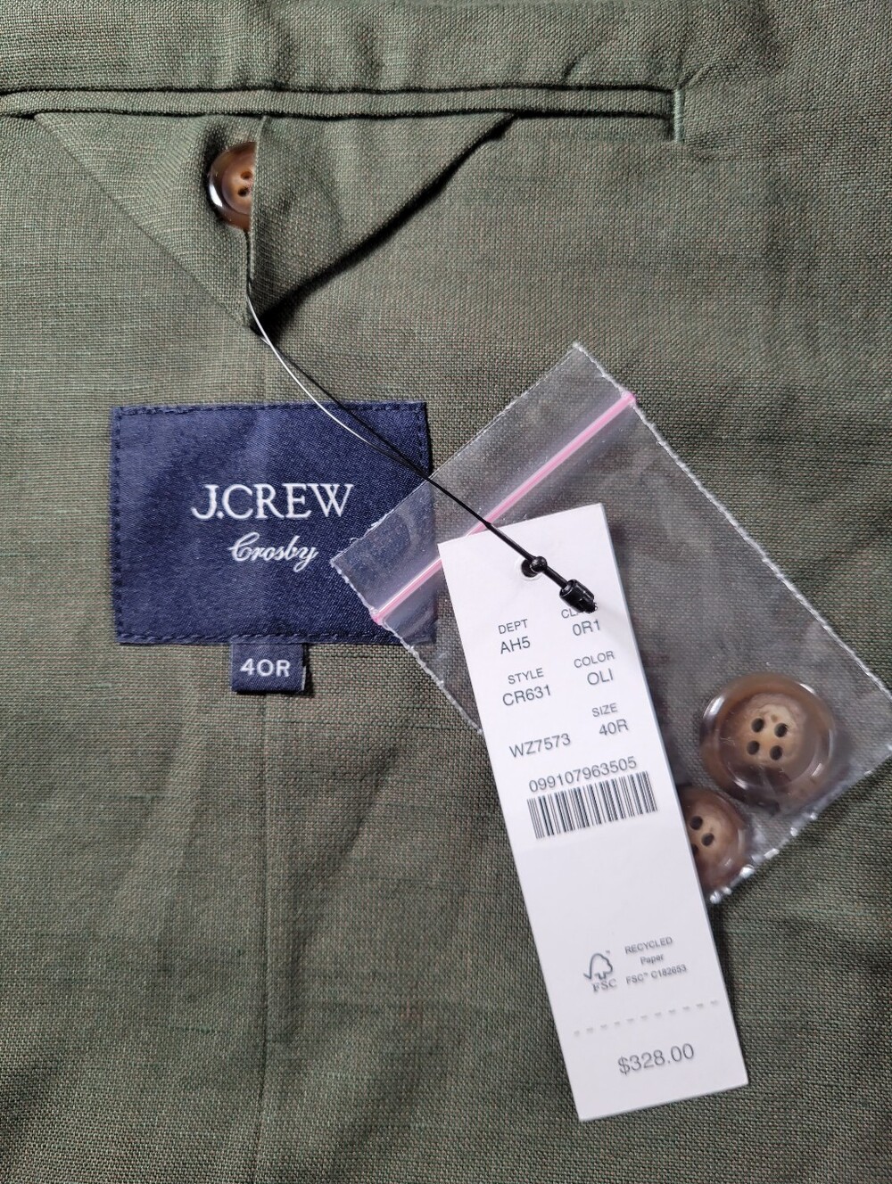 J Crew Crosby Classic-fit suit jacket in Baird McNutt Irish cotton-linen blend - Picture 12 of 13